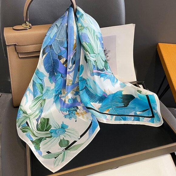 Silk Square Scarf 27x27 Inches Mulberry Natural Breathable Elegant Gift - Picture 3 of 6